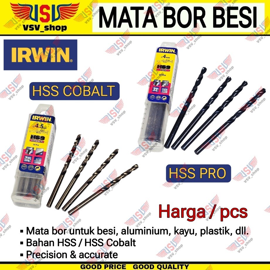 IRWIN Mata Bor Besi HSS Drill Bit 2mm-6mm Mata Bor Cobalt HSS Cobalt HARGA SATUAN