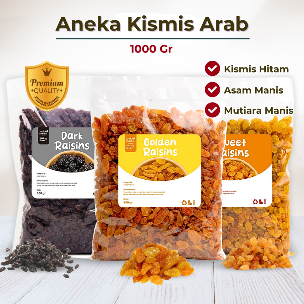 

Kismis Arab Premium - Golden Sweet Dark Raisin Original Oleh Oleh Haji Umroh