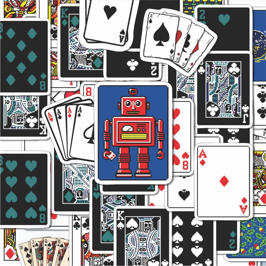 

100PCS Lucu Stiker Kartu Poker V4 Stiker Aesthetic Stiker Anti Air Stikers Berperekat Waterproof sticker decal buat Motor Helm Buku Journal Koper Casing HP Laptop Botol Minum Hadiah anak