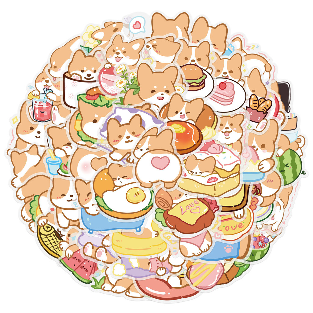 

50PCS Cartoon Cute corgi Dog Sticker Pet Luggage Laptop Phone Case Tablet Sticker