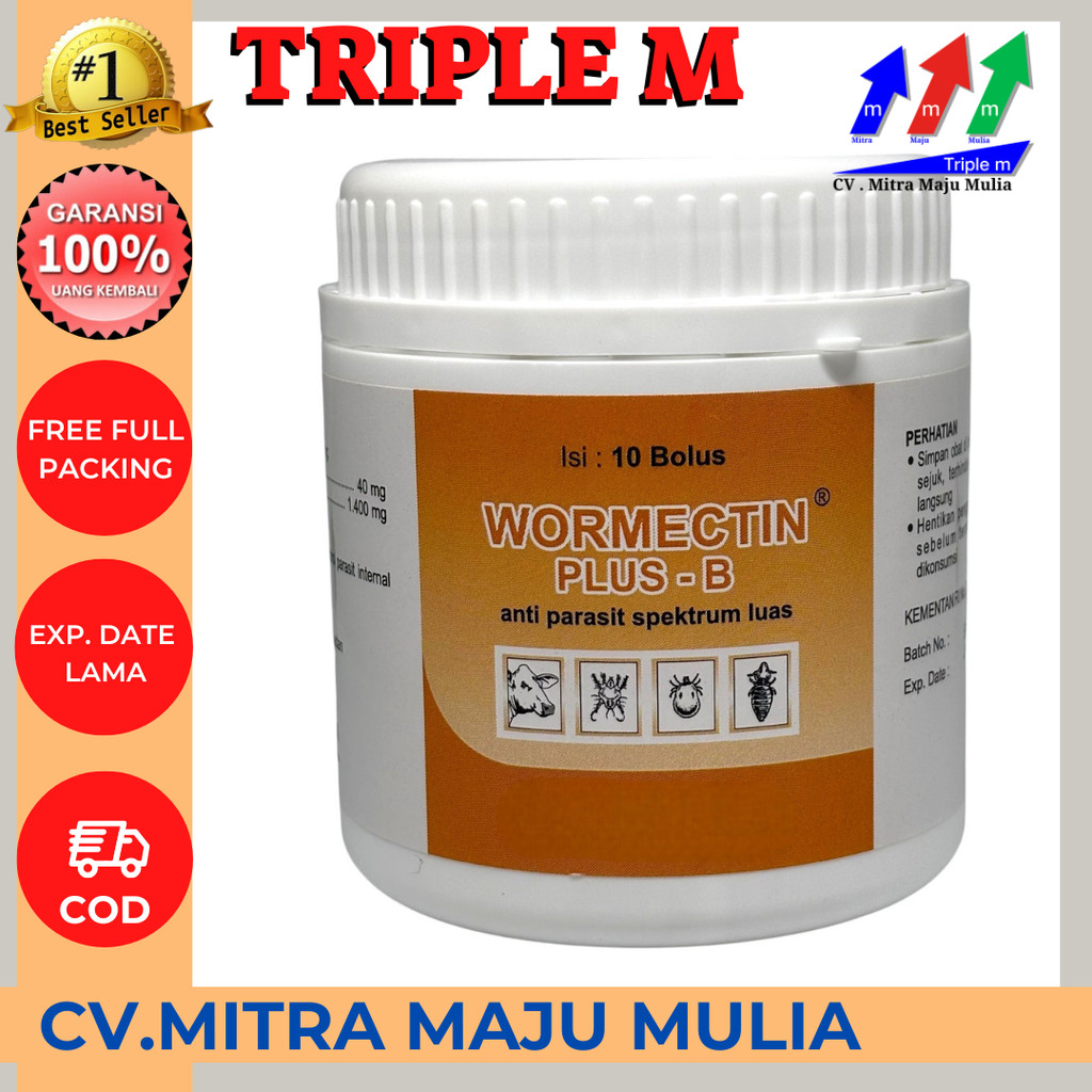 Wormectin Plus-B isi 10 bolus - obat parasit hewan besar