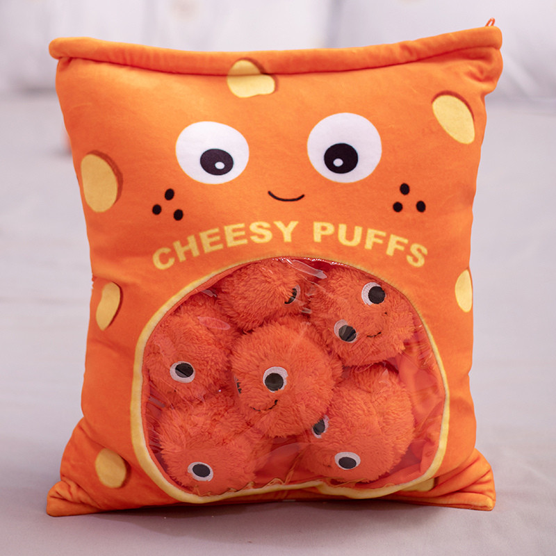 Cute Puff Plush Toy 6 Pieces One Bag of Cheese Puff Balls Pillow Stuffed Snack Puffs Kids Toys Birth