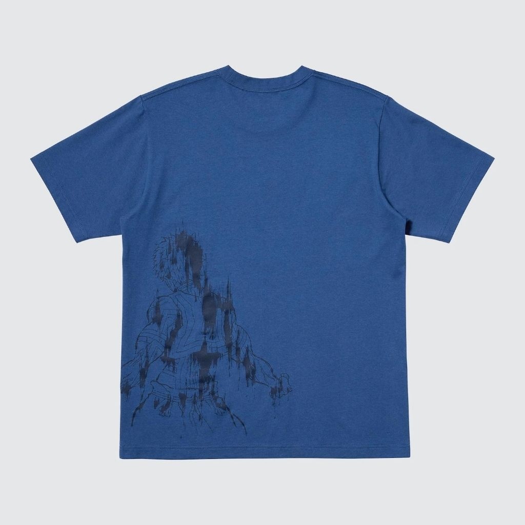 Kaos Uniqlo x Kimetsu No Yaiba (Akaza) | UT Demon Slayer 2025 Kaos Lengan Pendek - Biru Benhur