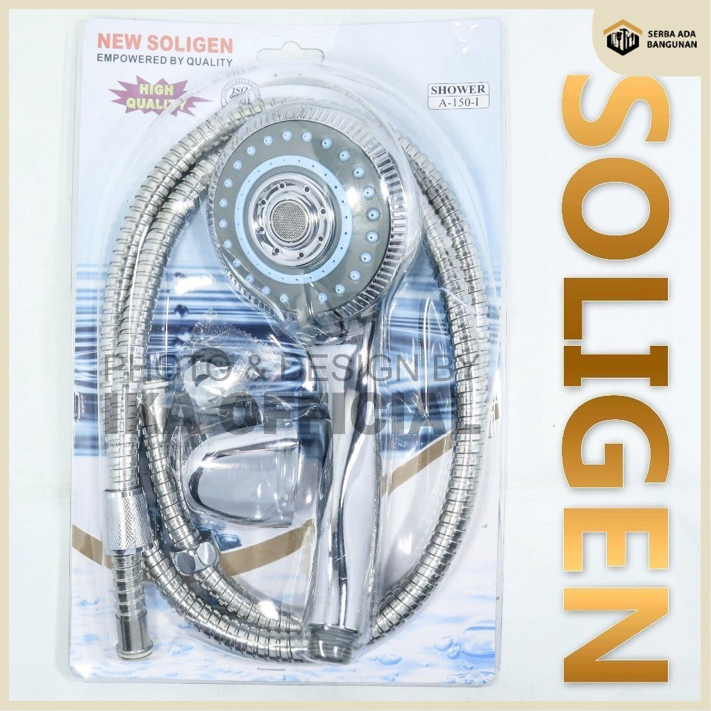 SAB Hand Shower Soligen Chrome Tipe 150 Mandi Bulat Kepala Besar A150 Hand shower soligen shower man