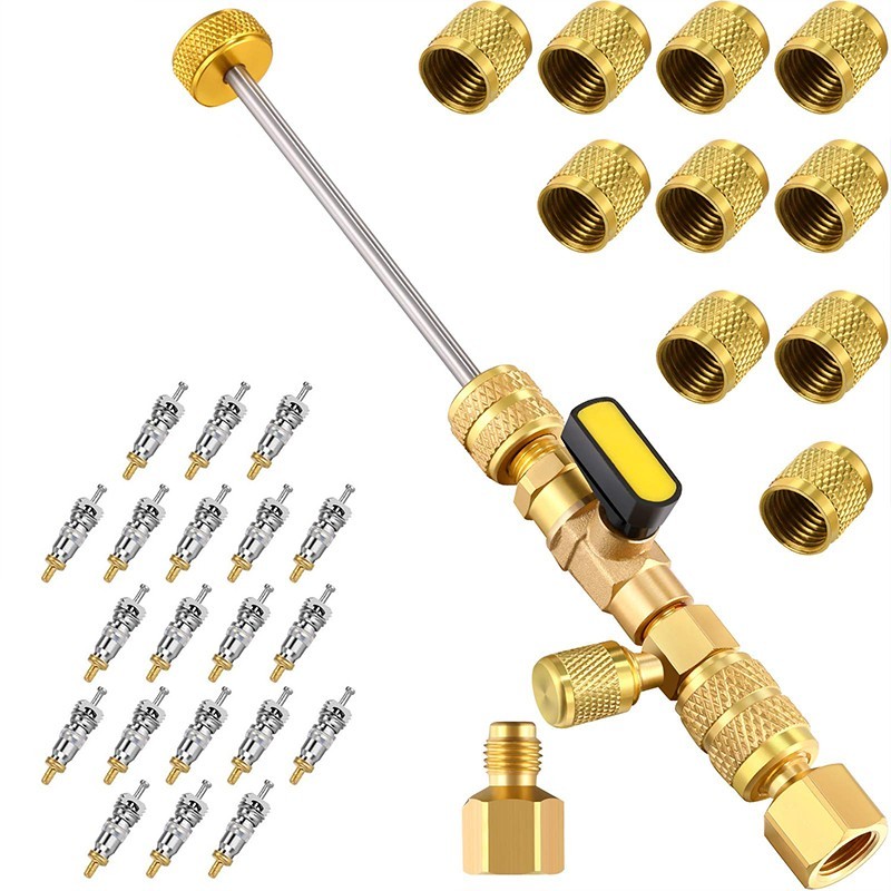 32pcs/Set Valve Core Remover R22 R32 R134 R410 Alat Cabut Pentil Nozel Neppel Freon Ac With Dual