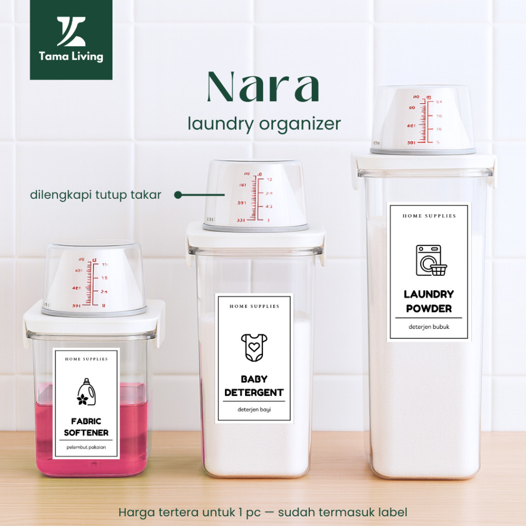 TAMA LIVING Nara Laundry Botol Refill Deterjen Laundry Organizer Botol Sabun Botol Refill Sabun