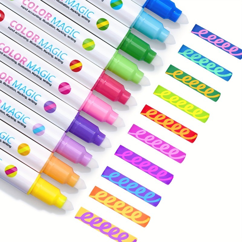 

10pcs/set Magic Color-Changing Pens - Dual Tip Kawaii Markers for Art Craft Office School Supplies Back To School Season