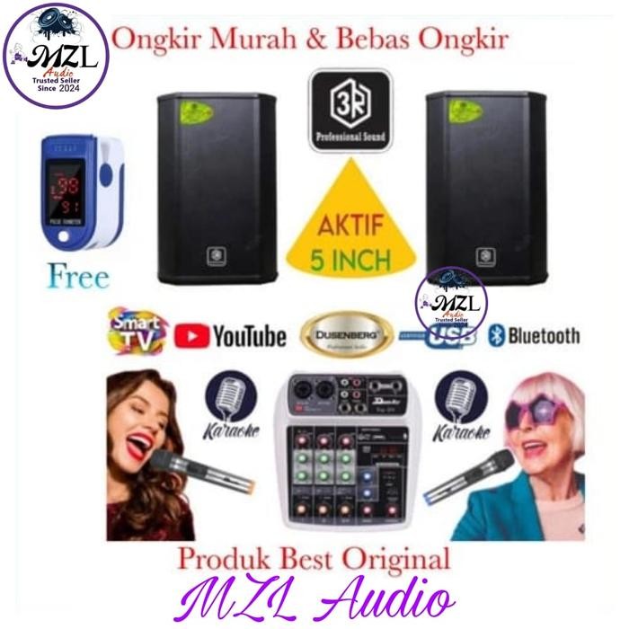 Paket audio speaker Sound 3R karaoke 5 inch Aktif Original Mixer dusen