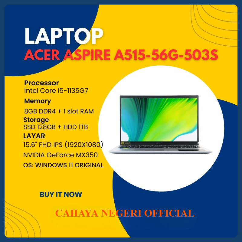 PROMO LAPTOP ACER Intel Core i5 RAM 8GB HARDISK 1TB SSD128GB LAYAR FULL HD IPS WINDOWS 11 ORI + TAS 