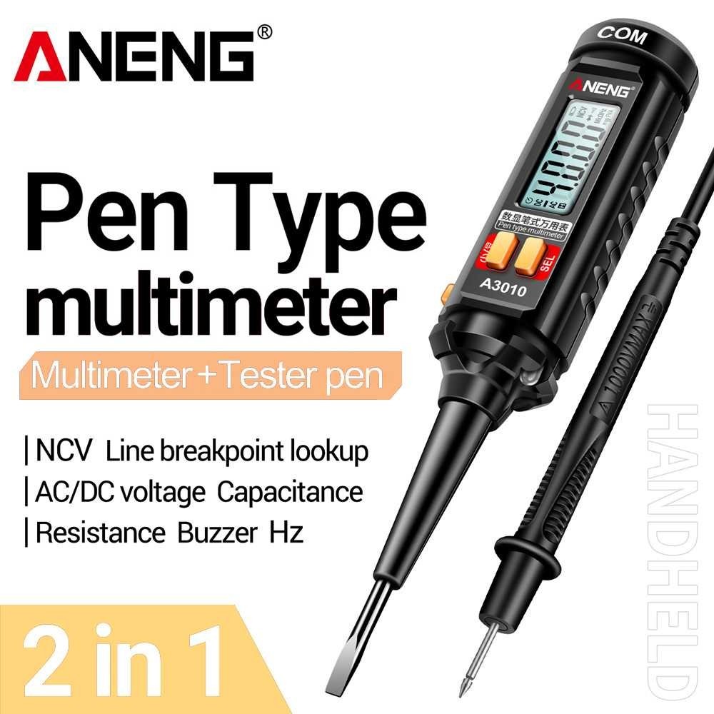 

ANENG Digital Multimeter Tespen 2in1 Tester AC Voltage NCV 4000 Count - A3010