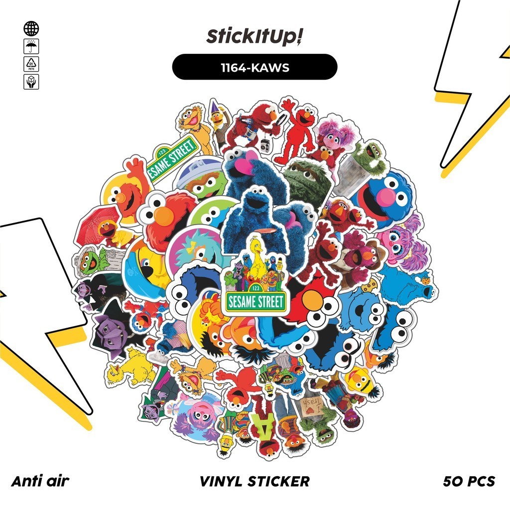

COD✨ 100 Pcs Stiker Pack Kaws & Sesame Street Lucu Aesthetic Vynil Waterproof untuk Freebies Sticker Buku Journal Casing HP Laptop
