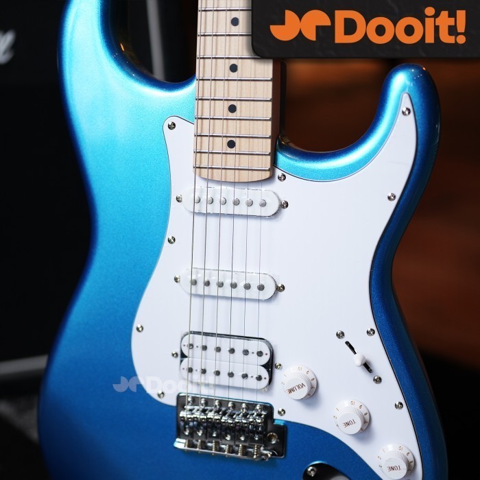 Aria Pro Ariapro II STG004 STG 004 HSS Gitar Elektrik MAPLE Split Coil Push Pull - Metallic Blue