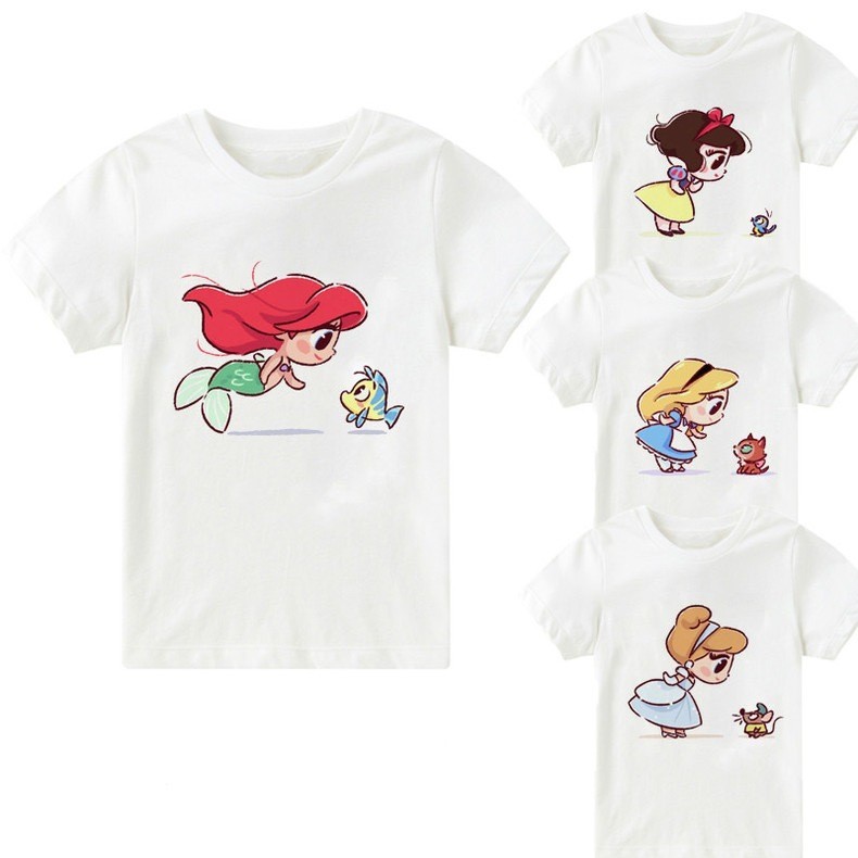 [ Style Si Kecil ] Atasan Anak Perempuan T-Shirt Anak Perempuan Baju Anak Perempuan Kartun Mermaid d