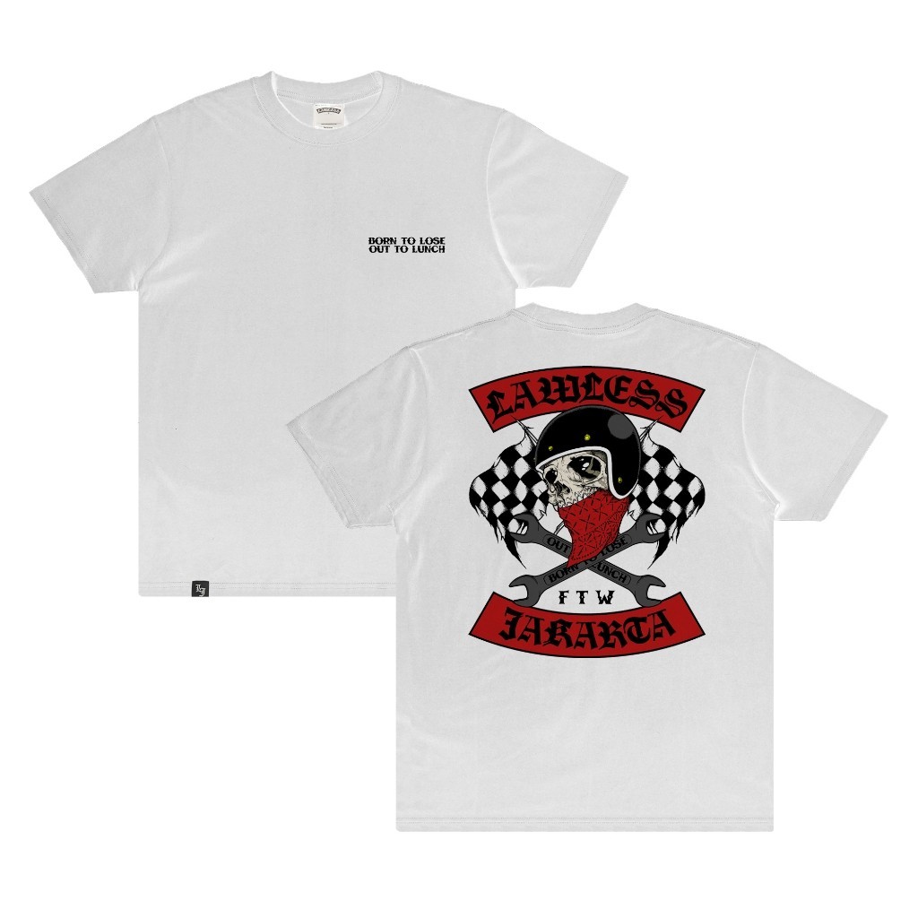[Bestselling] Lawless Jakarta - Roadskull T-shirt - White /
