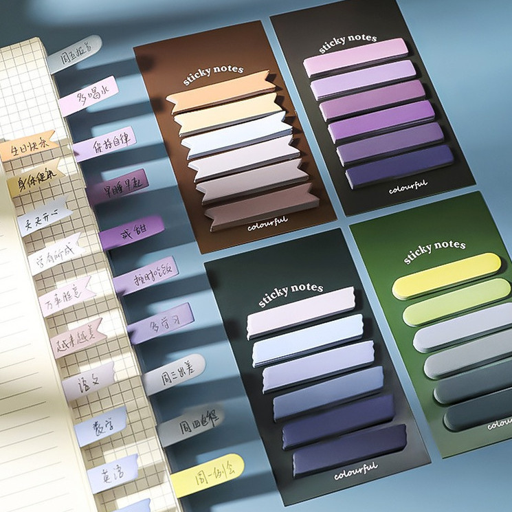 

ACEH.ANSJ 130923 Notepad Sticky Note 6in1 Gradiasi Tempelan Kertas Catatan 120Lembar Kertas Notes Morandi Warna Gradasi Label Indeks Kertas Deco Colourful Diy Jurnal Planner Mini Memo Bookmark
