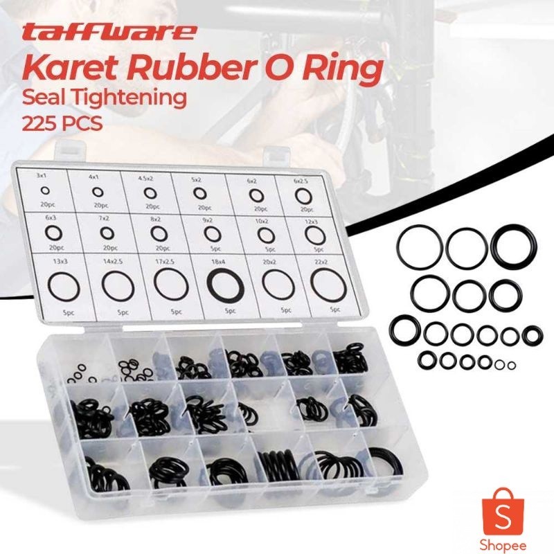 TSURAYAA - Taffware Karet Rubber O Ring Seal Tightening 225 PCS - O-Ring Reparasi AC Mobil Spare Par