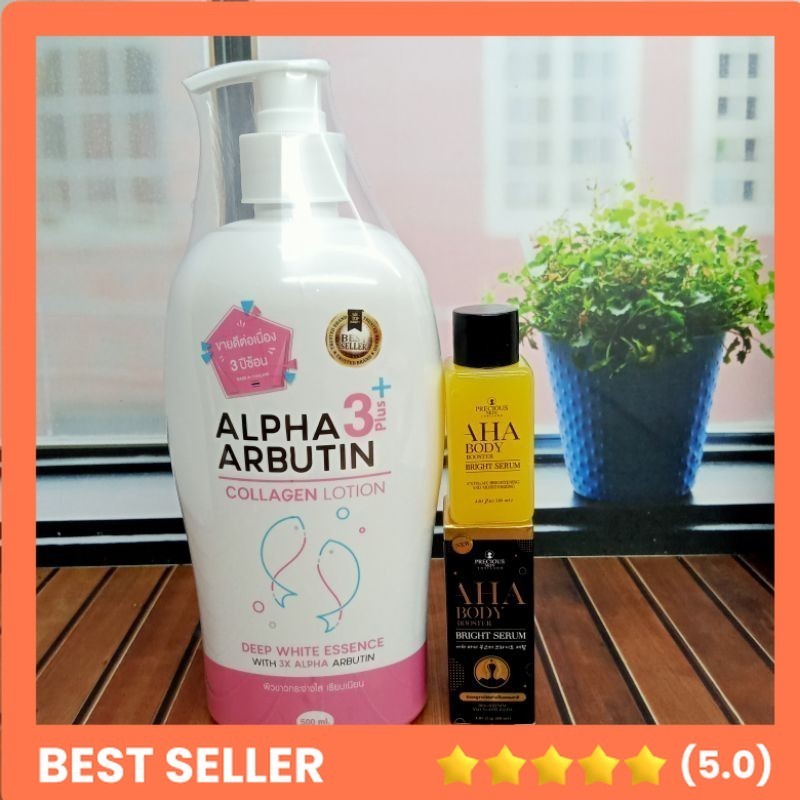 Alpha Arbutin Collagen Lotion + Aha Body Serum