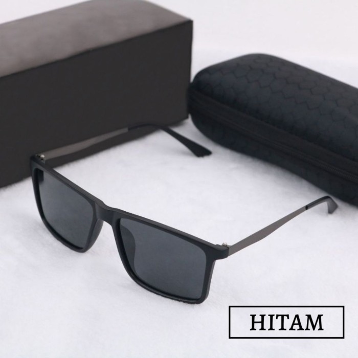 Kacamata Hitam Pria Kacamata Polar UV400 Protection Kaca mata Cowok - Hitam