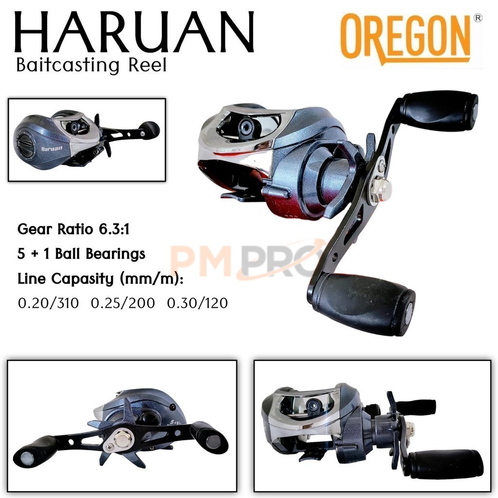 Oregon Haruan 5+1 Ball Bearing Reel Baitcasting Handle Kiri Rell Bc Gulungan Senar Pancing Buat Cast