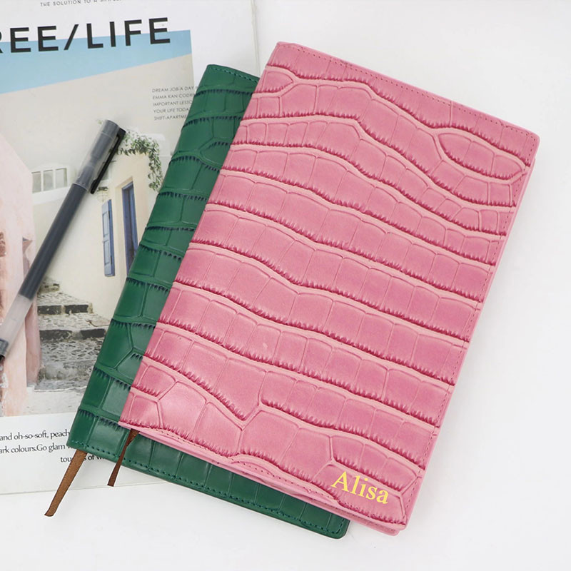 

Initials Letters Crocodile Pattern PU Leather A5 Notebook Cover Travel Business Journal Exchangeable Insert Page DIY