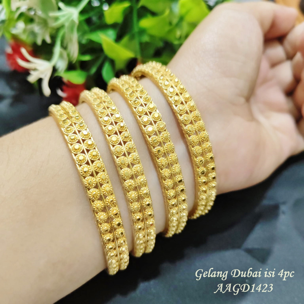 Gelang Dubai isi 4pc Warna emas / Gelang model terbaru / Gelang keroncong AAGD1423