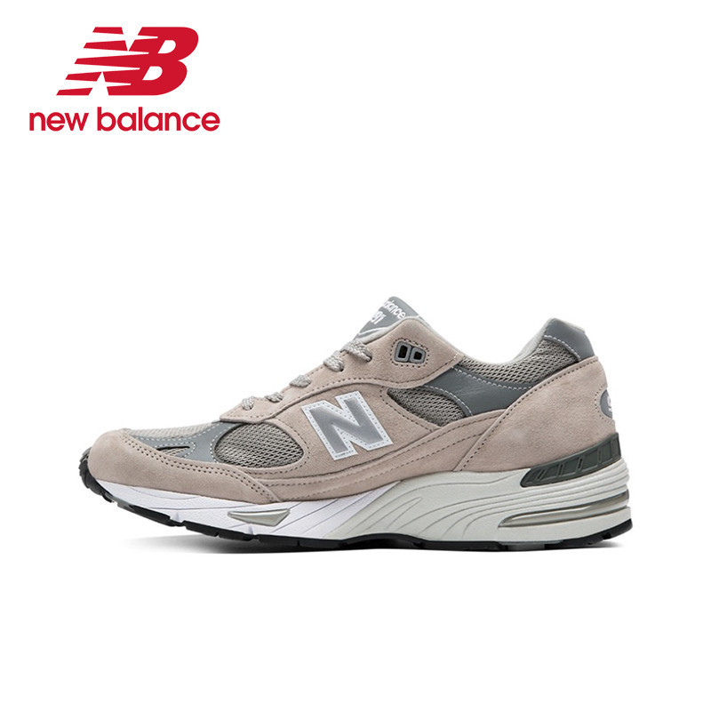 Original New Balance NB 991 Retro Comfort Fabric Faux Leather Pigskin Shock Running Shoes Men's Grey