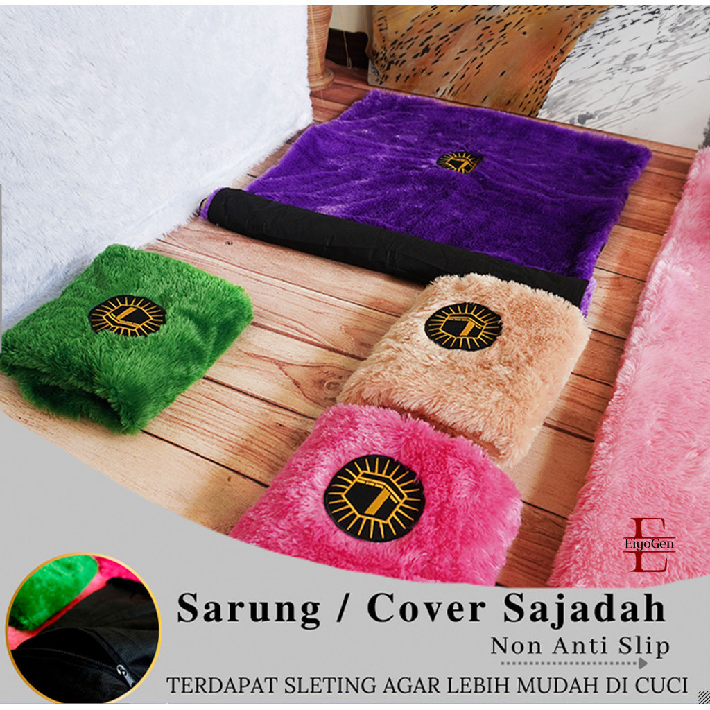 sarung/cover Sajadah Bulu Rasfur Polos 115x65cm/ motip kabah ka'bah non anti slip LP