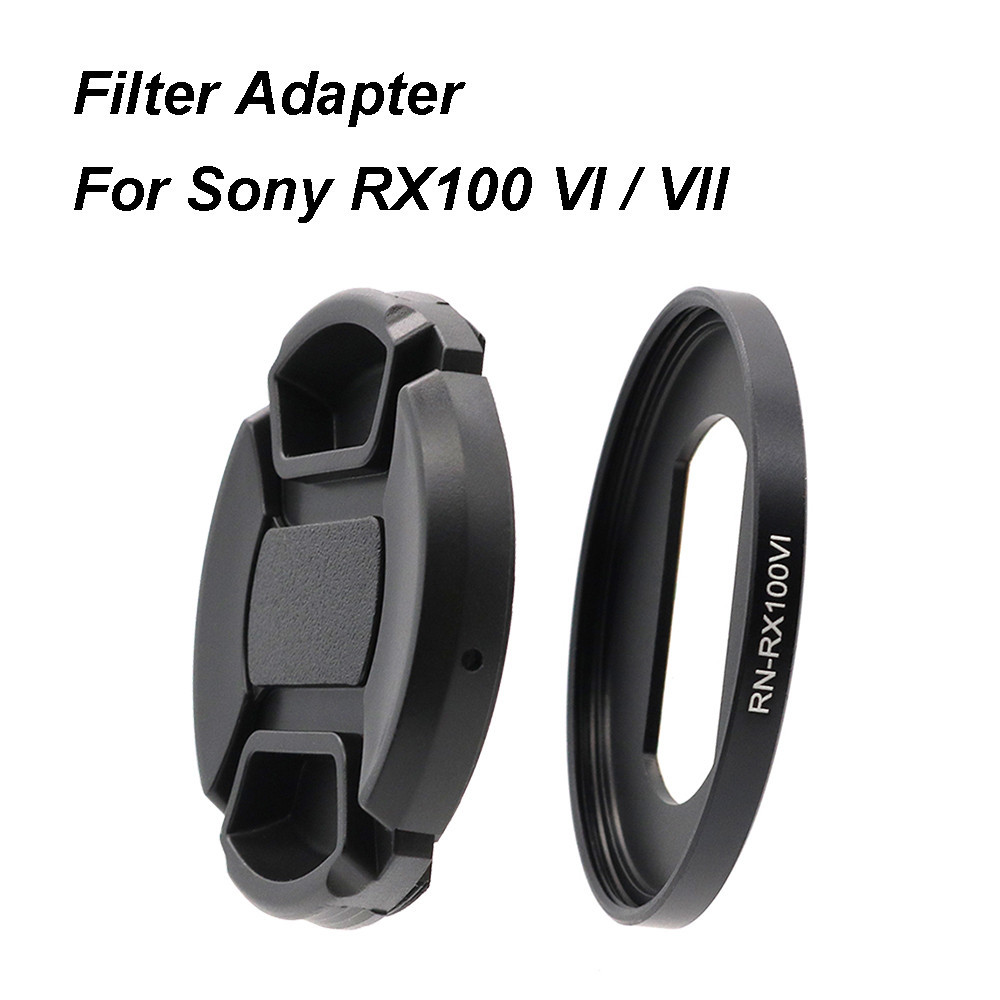 For Sony RX100 VI / Sony RX100 VII 52MM Filter Adapter Ring with Lens Cap 3M Sticker Strap for 52mm 