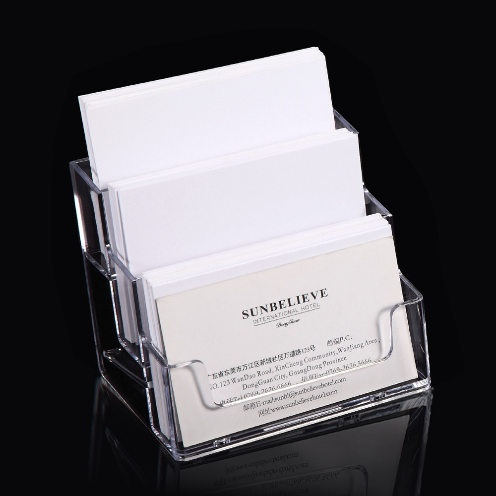 

1 Pcs Exclusive For the Exhibition Multi-layer Plastic Desktop Business Card Holder Desk Shelf Box Storage Transparent