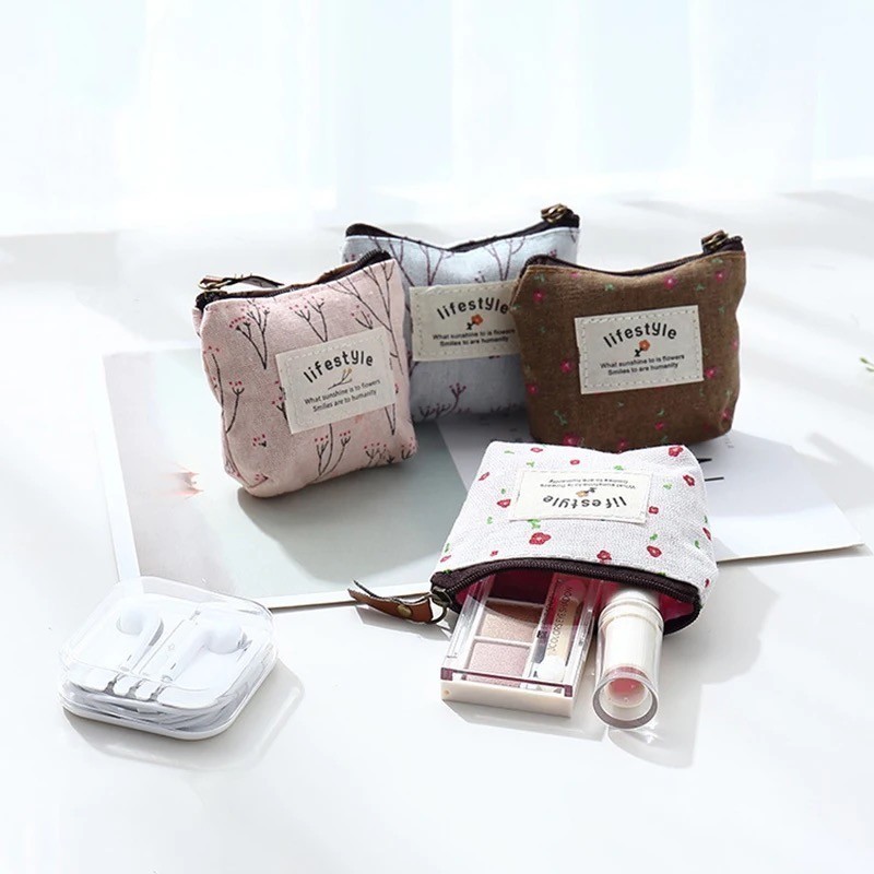 RB POUCH DOMPET KOIN RESLETING LIVE STYLE KANVAS DOMPET SERBAGUNA SLETING MOTIF