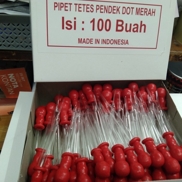 pipet kaca dot merah isi 100