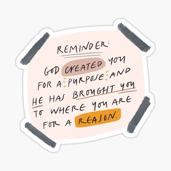 

Reminder God Created You For A Purpose 5PCS Stickers for Decorations Kid Window Decor Laptop Home Cartoon Living Room Stickers