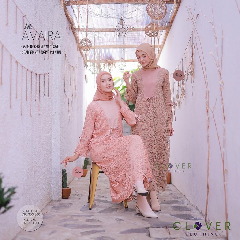 Terbaru Gamis Brukat Amaira Dress Muslimah By Clover Clothing Original