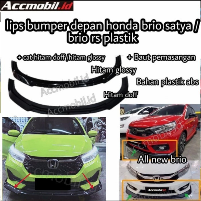 lips winglet bumper front depan honda brio satya rs plastic plus cat - hitam doff