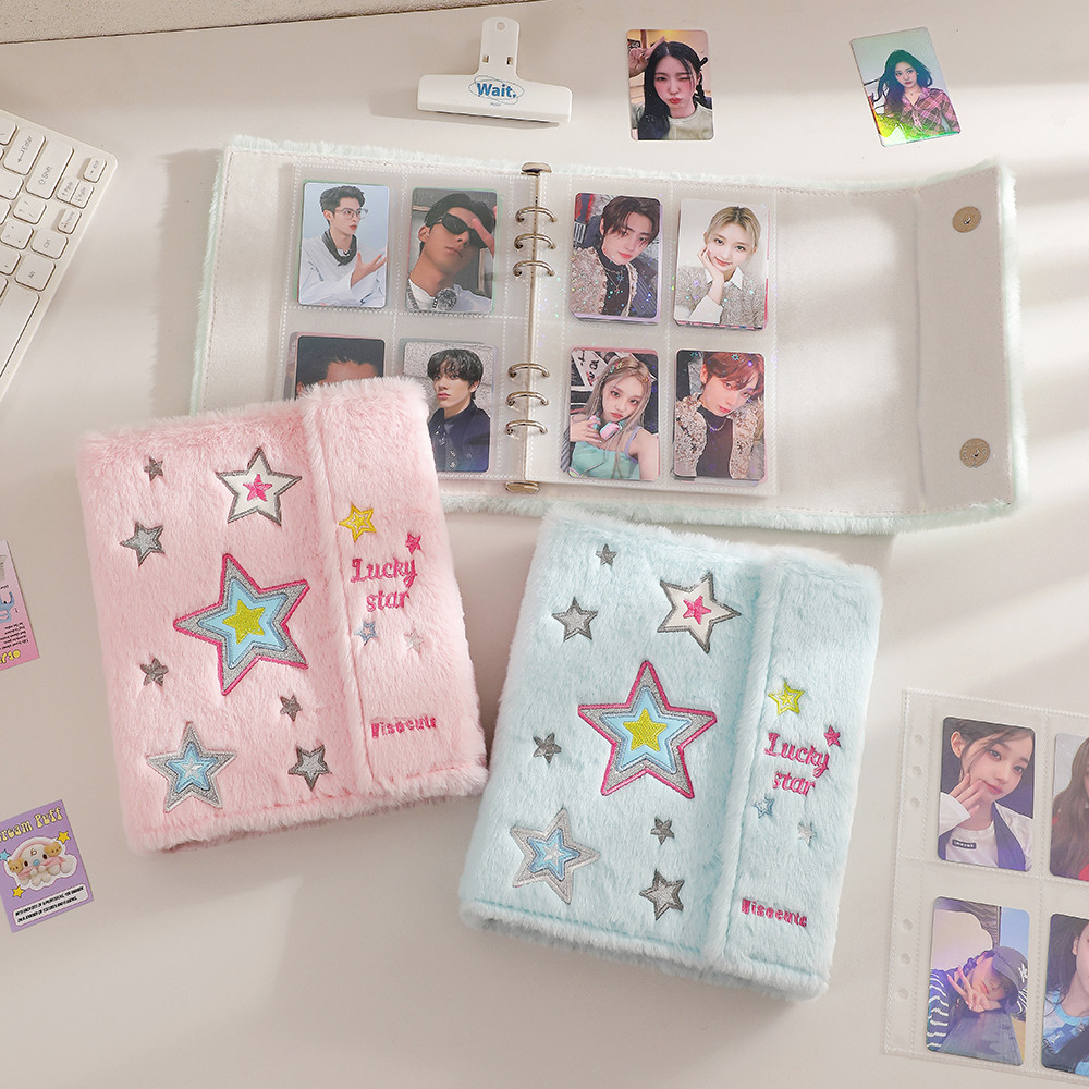 

Big Star Soft Plush A5 Binder Photo Album 3inch Photocards Collect Book With 10pcs sleeves Kpop Style Lover Photocard Storage