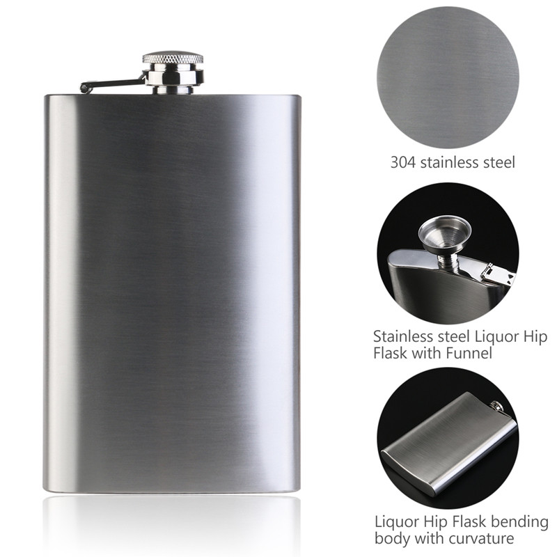 1 2 3 4 5 6 7 8 9 10 12 18oz Stainless Steel Hip Flask with Funnel Pocket Hip Flask Alcohol Whiskey 