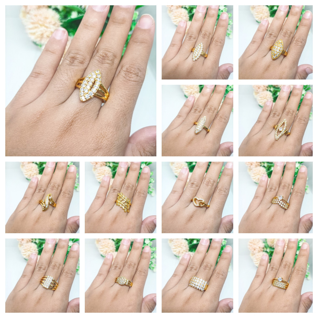Dubai India Jewelry Cincin Berlapis Emas 24k Gold Zirkon Wanita Emas Muda Anti Karat Asli Emas Coupl