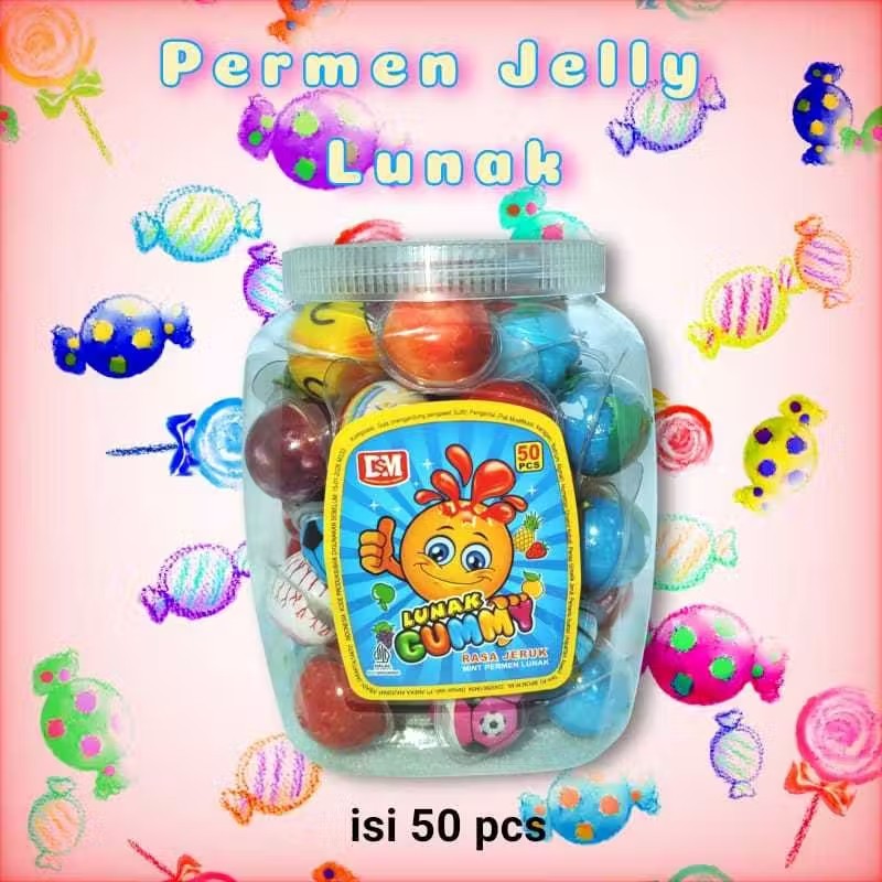 

( BISA COD ) PERMEN LUNAK BESAR ANEKA RASA ISI 50 BERLOGO HALAL / PERMEN JELLY LUNAK UKURAN BESAR