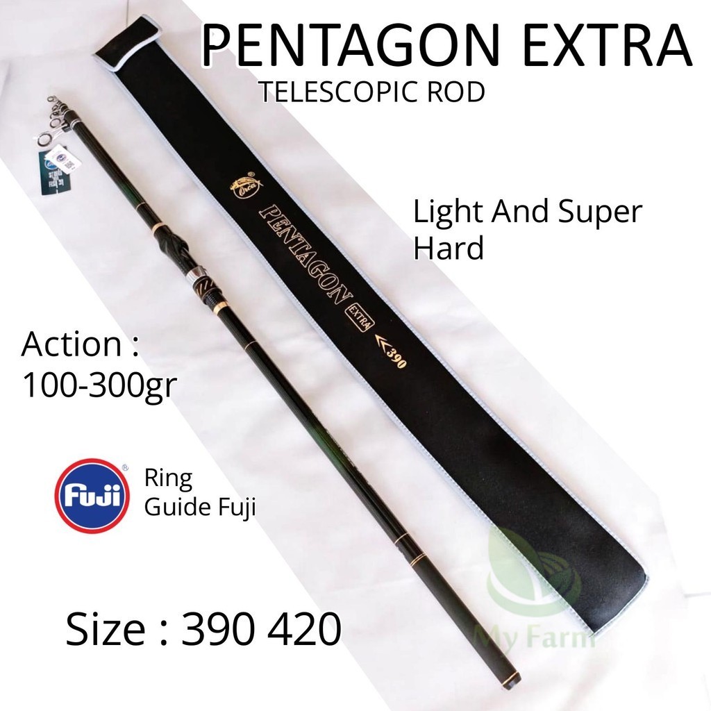 Orca Pentagon Extra 390 420 CW 100-300gr  Ring Guide Fuji Joran Pancing Surf Pasiran Bahan Carbon Mo