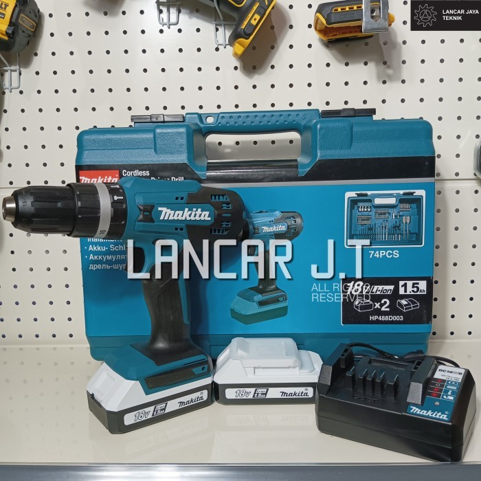 MAKITA HP488D CORDLESS DRILL MAKITA 18V PAKET MATA BOR 74 PCS