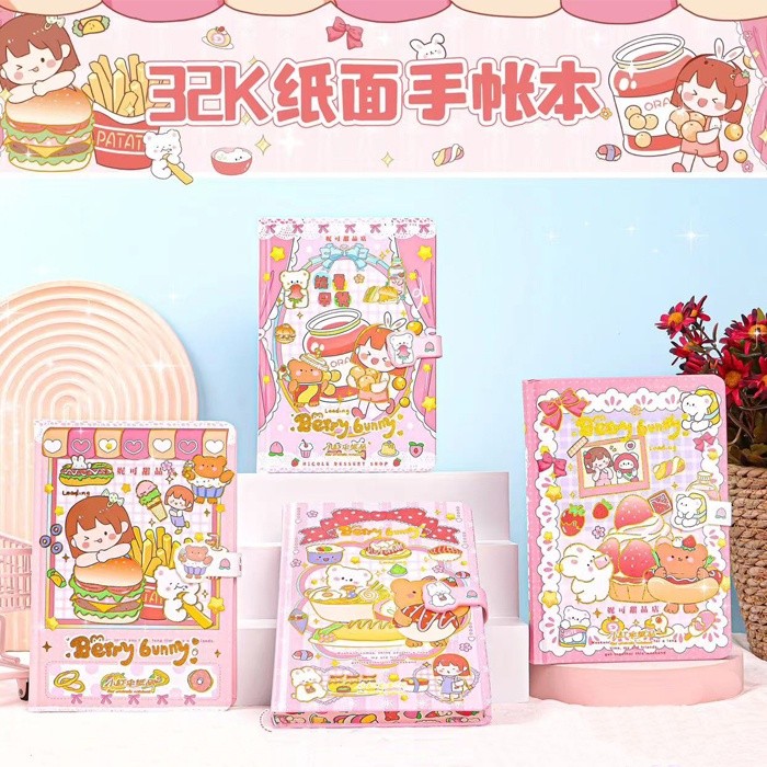 

Magnetic Notebook Buku Diary Hard Cover BERRY BUNNY Buku Catatan - 3271