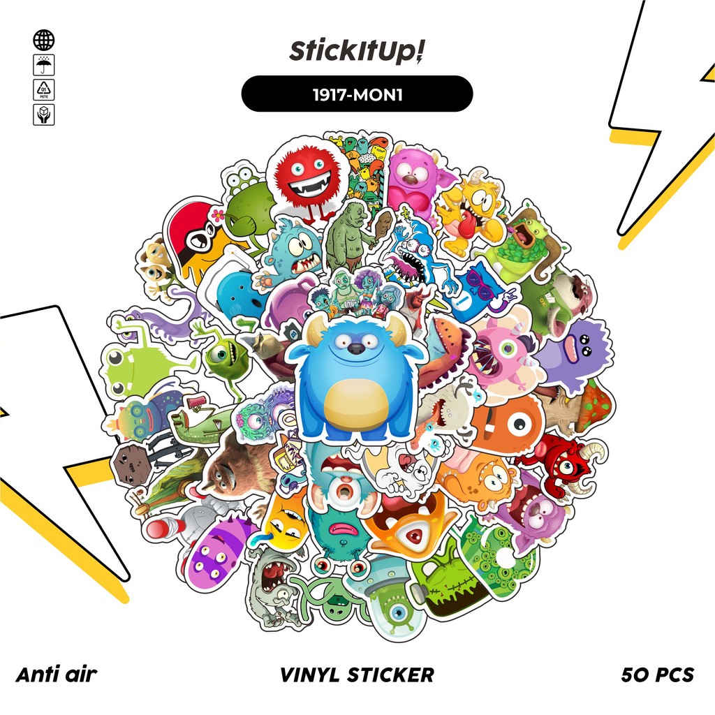 

COD✨ 50 Pcs Stiker Pack MONSTER ART ILLUSTRATION CHARACTER MIX 01 Lucu Aesthetic Vynil Waterproof untuk Freebies Sticker Buku Journal Casing HP Laptop
