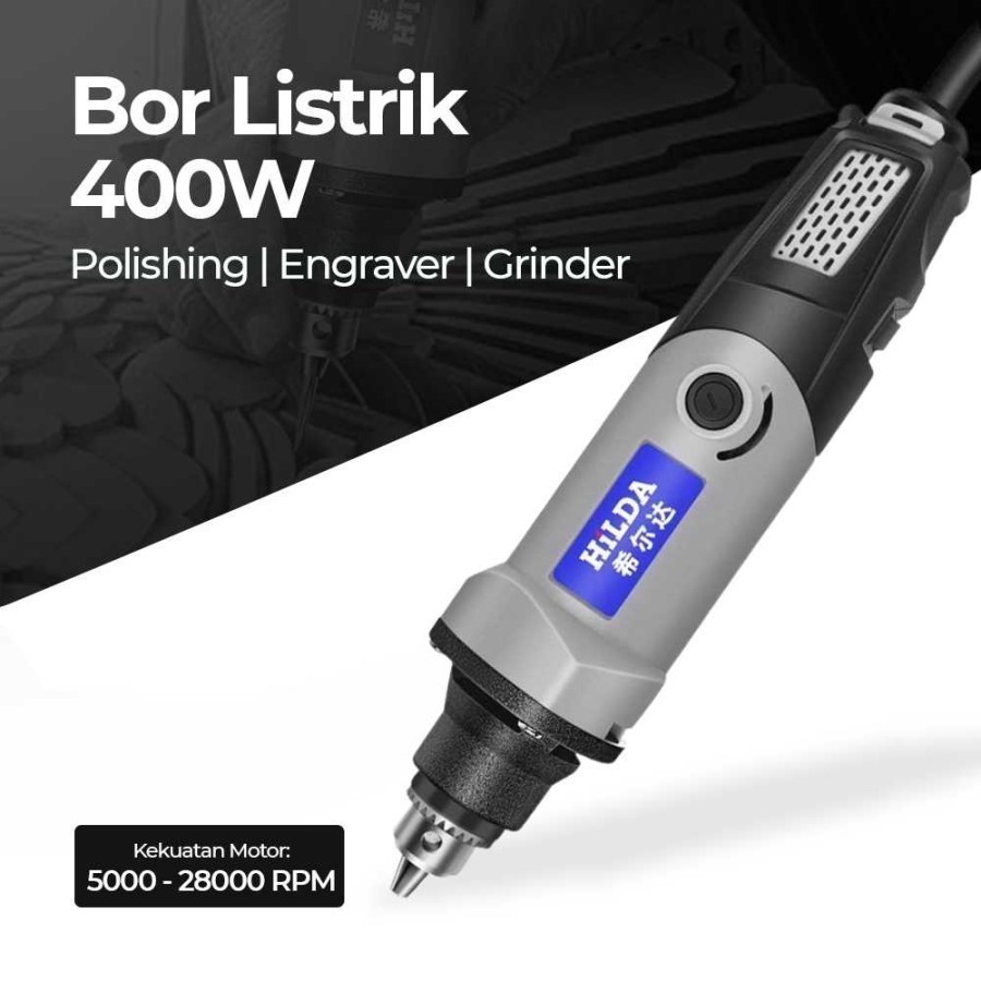 Hilda Bor Listrik Polishing Engraver Grinder Electric Drill 400W