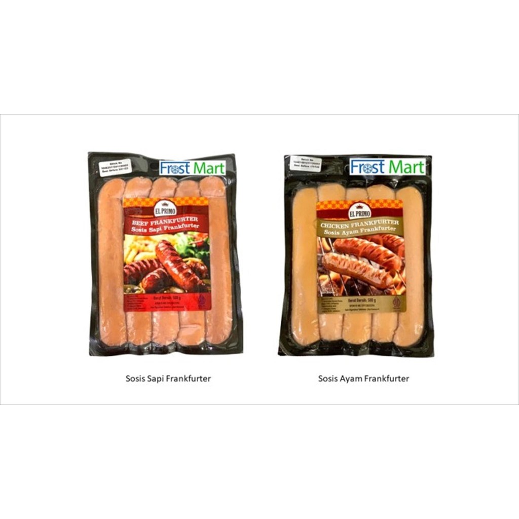 

El Primo Sosis Ayam atau Sapi Frankfurter 500 Gr 5pcs