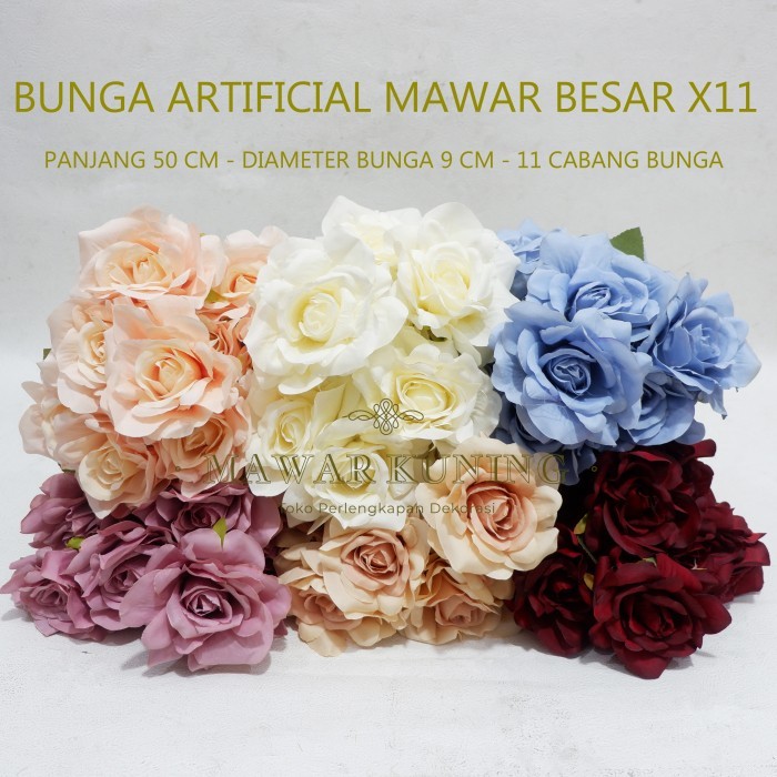 Bunga Artificial Mawar Besar X11 / Bunga Artificial Dekorasi