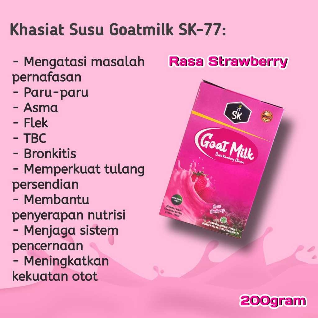 

Susu Kambing Goatmilk Rasa Stroberi Kemasan Ekonomis 200gram