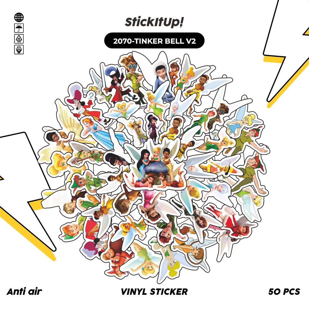 

COD✨ 50 Pcs Stiker Pack TINKER BELL V2 Lucu Aesthetic Vynil Waterproof untuk Freebies Sticker Buku Journal Casing HP Laptop