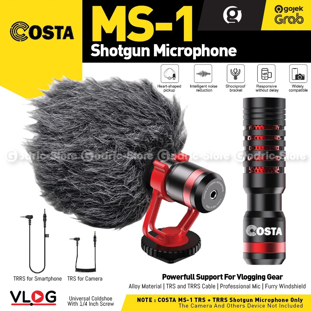 COSTA MS-1 Shotgun Mic Vlogging Microphone VLOG for Camera Mirrorless / DSLR / Smartphone HP