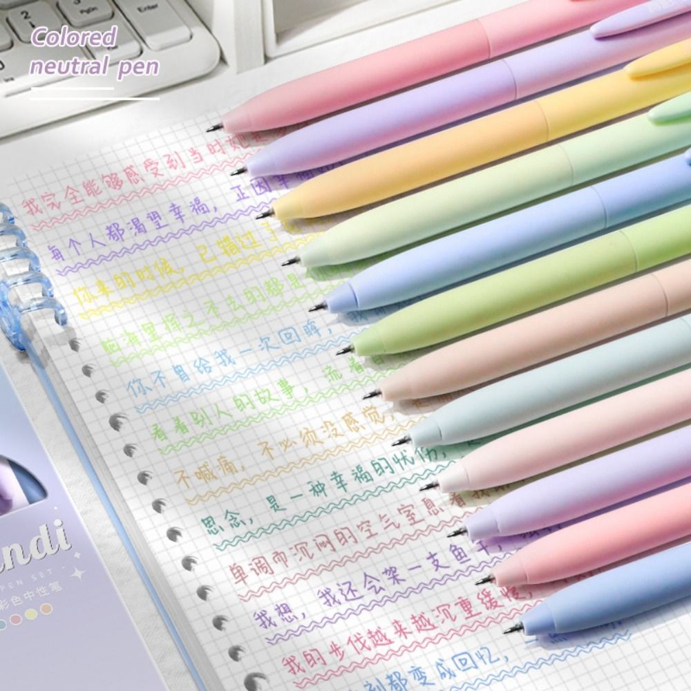 

6Colors/Set Press Type Color Gel Pen 0.5mm ST Tip Macaron/Morandi/Retro Color Neutral Pen Color Ink Ballpoint Pen Students Gift