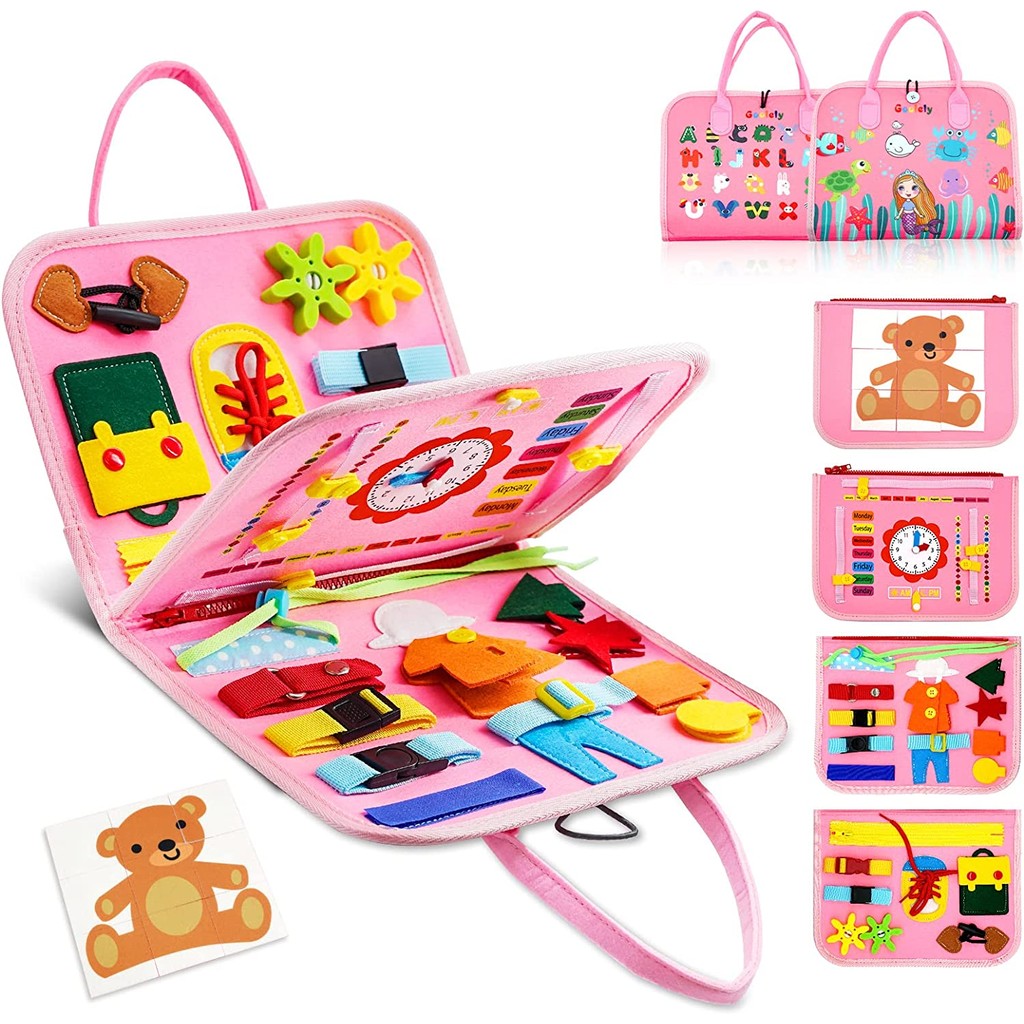 

Montessori Toddler Busy Board,Autism Sensory Toys，Educational Activity Motor Skills Baby, Life Skills Learning Toys for Kids